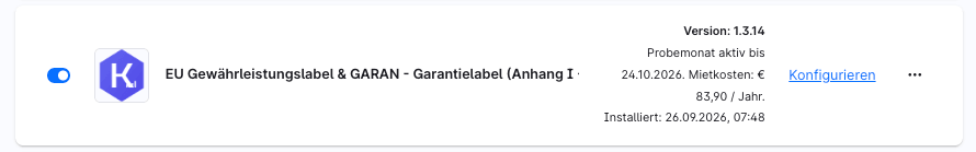 Shopware Garantie Erweiterung