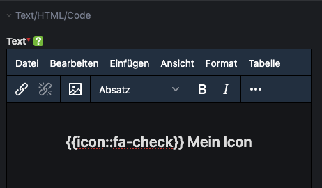 Contao Icon Insert Tag Screenshot