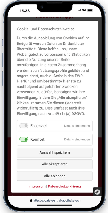 Contao Cookiebar  Screenshot